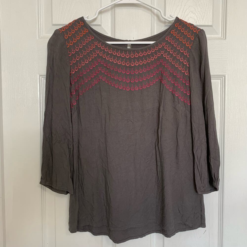 Boden gray embroidered blouse